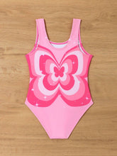 Young Girl Cute Butterfly Print One-Piece Swimsuit